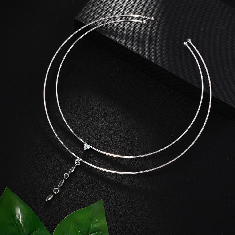 Geometric Necklace Double-layer Rhinestone Collar Women's Accessories
