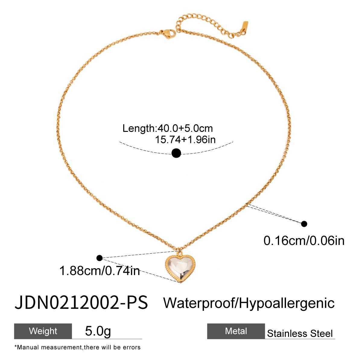 Women's Titanium Steel Rhinestone Heart Necklace Pendant