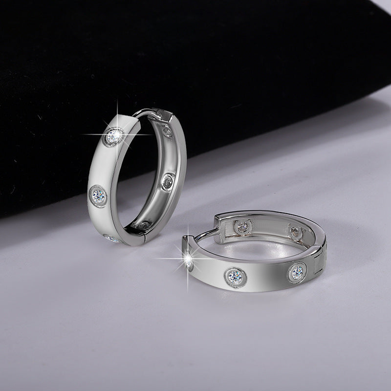 S925 Silver Moissanite Simple 6 Diamond Fashion Premium Female Earrings