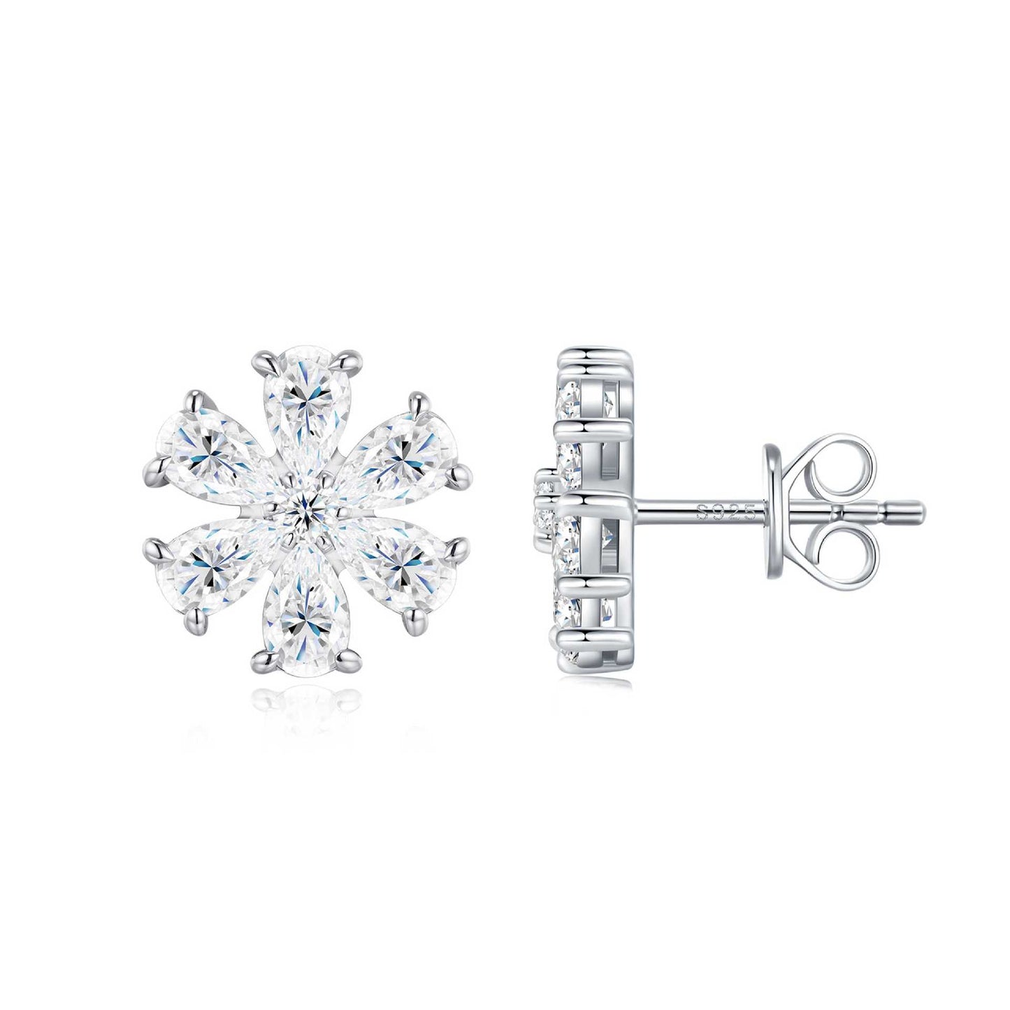 Niche Design Sterling Silver Light Luxury Moissanite Hw Same Snowflake Earrings