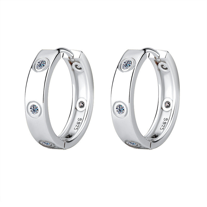 S925 Silver Moissanite Simple 6 Diamond Fashion Premium Female Earrings