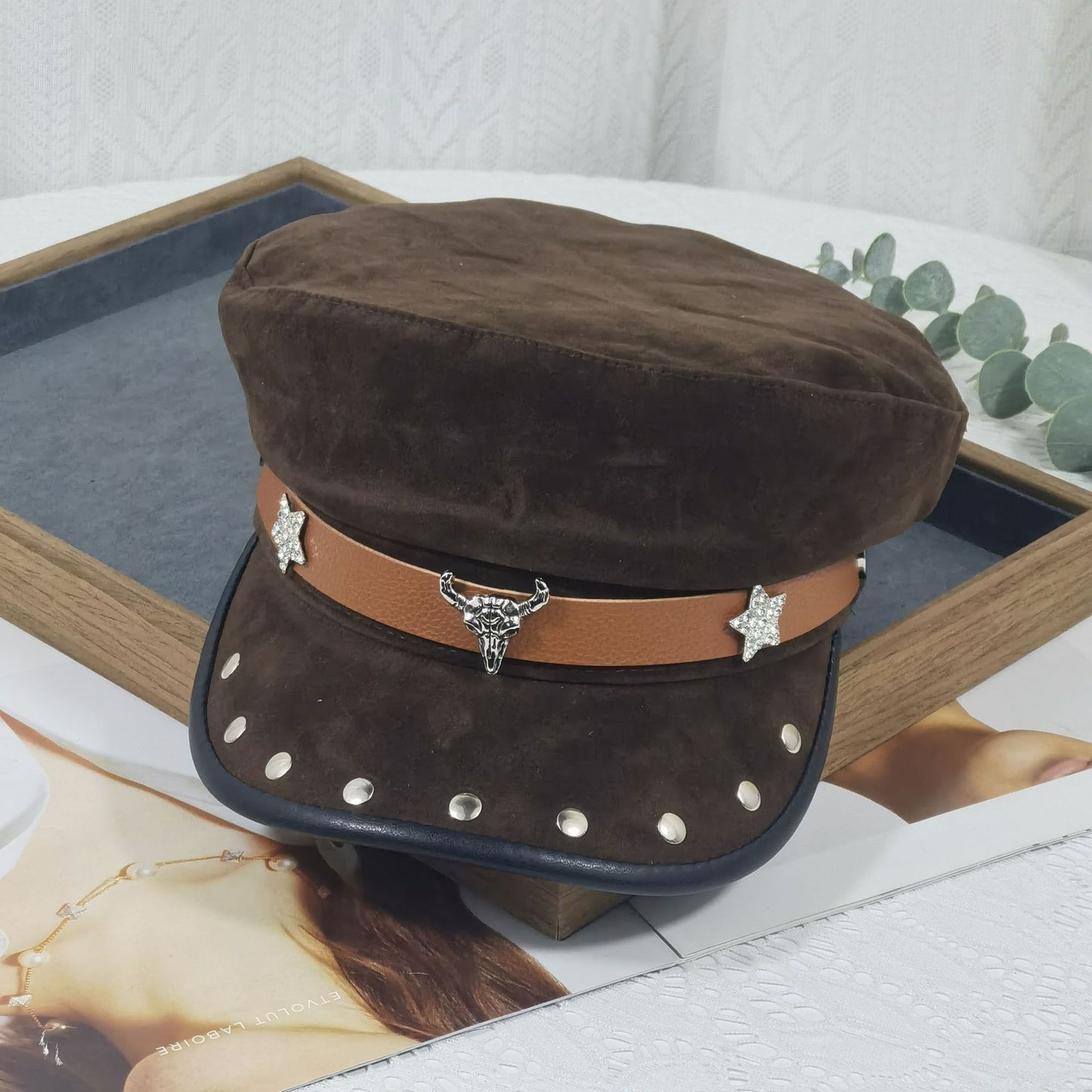 Personality Punk Hip Hop Style Flat-top Wide Brim Peaked Cap