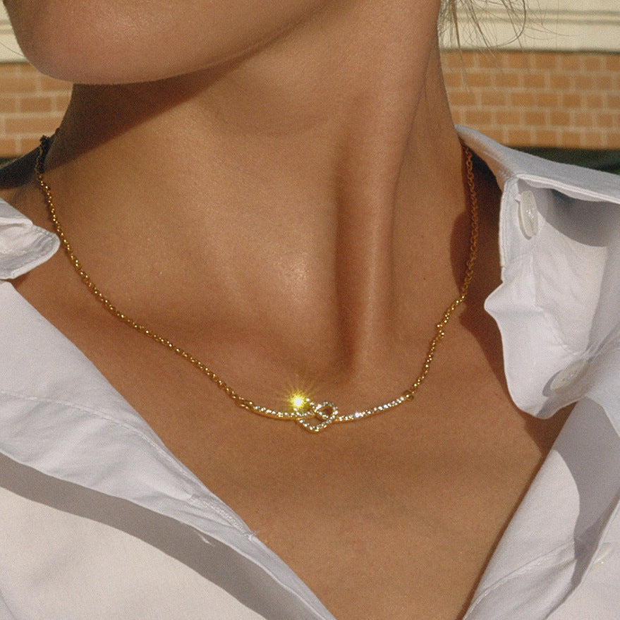 Women's Titanium Steel Rhinestone Heart Necklace Pendant