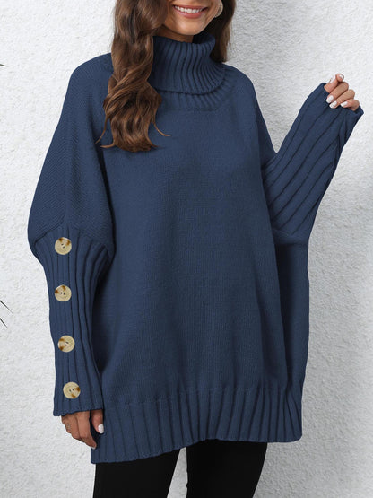 Turtleneck Lapel Loose Woven Sweater Top