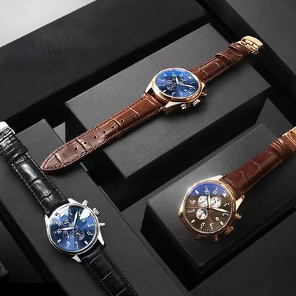 Men's Multifunctional Leather Strap Waterproof Casual