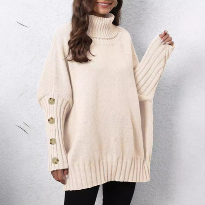 Turtleneck Lapel Loose Woven Sweater Top