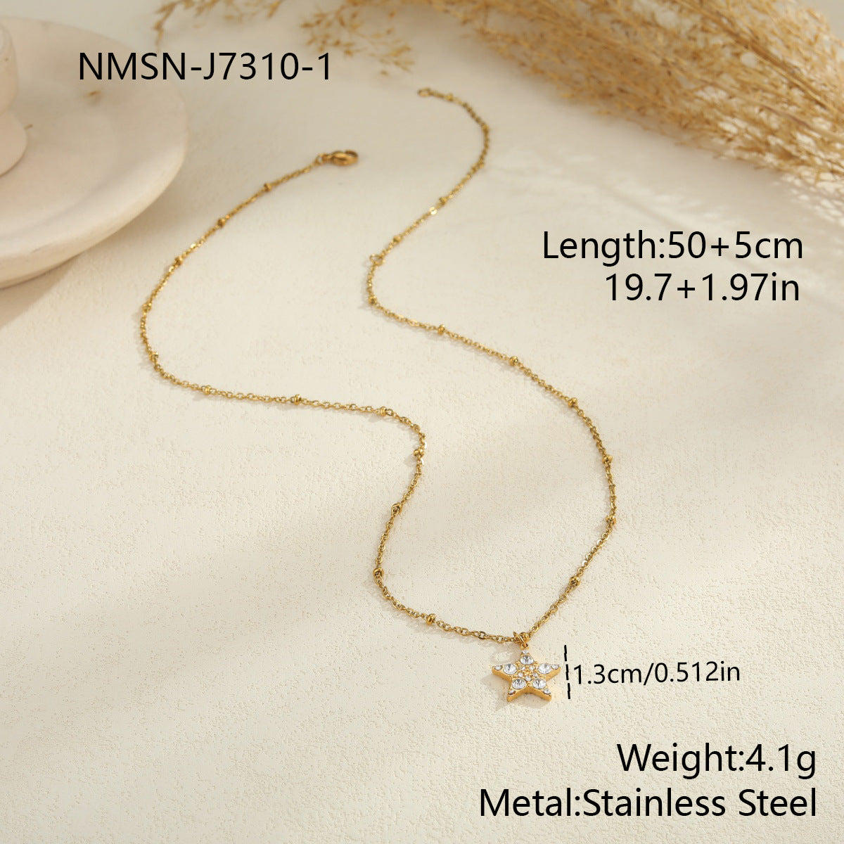 Temperament Star Moon Pendant Stainless Steel Necklace Neck Accessories