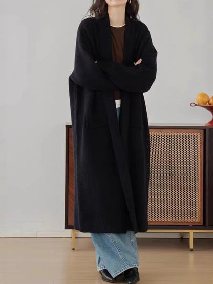 Women's Elegant Long Below The Knee Sweater Cardigan