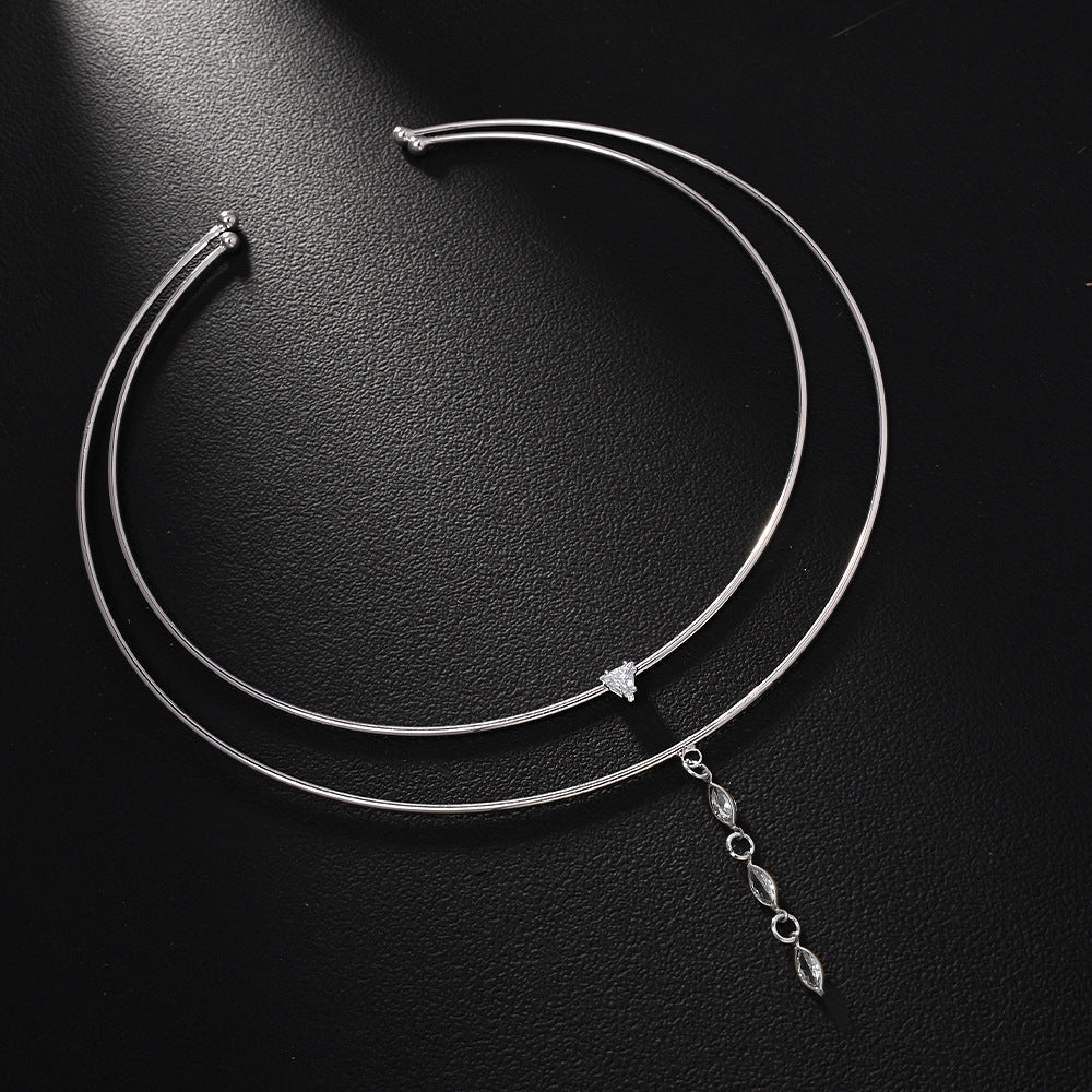 Geometric Necklace Double-layer Rhinestone Collar Women's Accessories