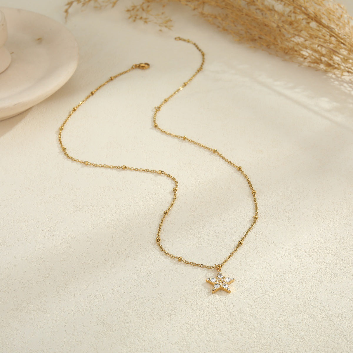 Temperament Star Moon Pendant Stainless Steel Necklace Neck Accessories