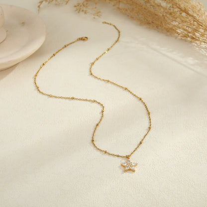 Temperament Star Moon Pendant Stainless Steel Necklace Neck Accessories