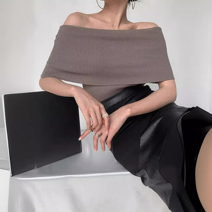 Retro Sexy Off-the-shoulder Off-the-shoulder Paperman Vest T-shirt Top