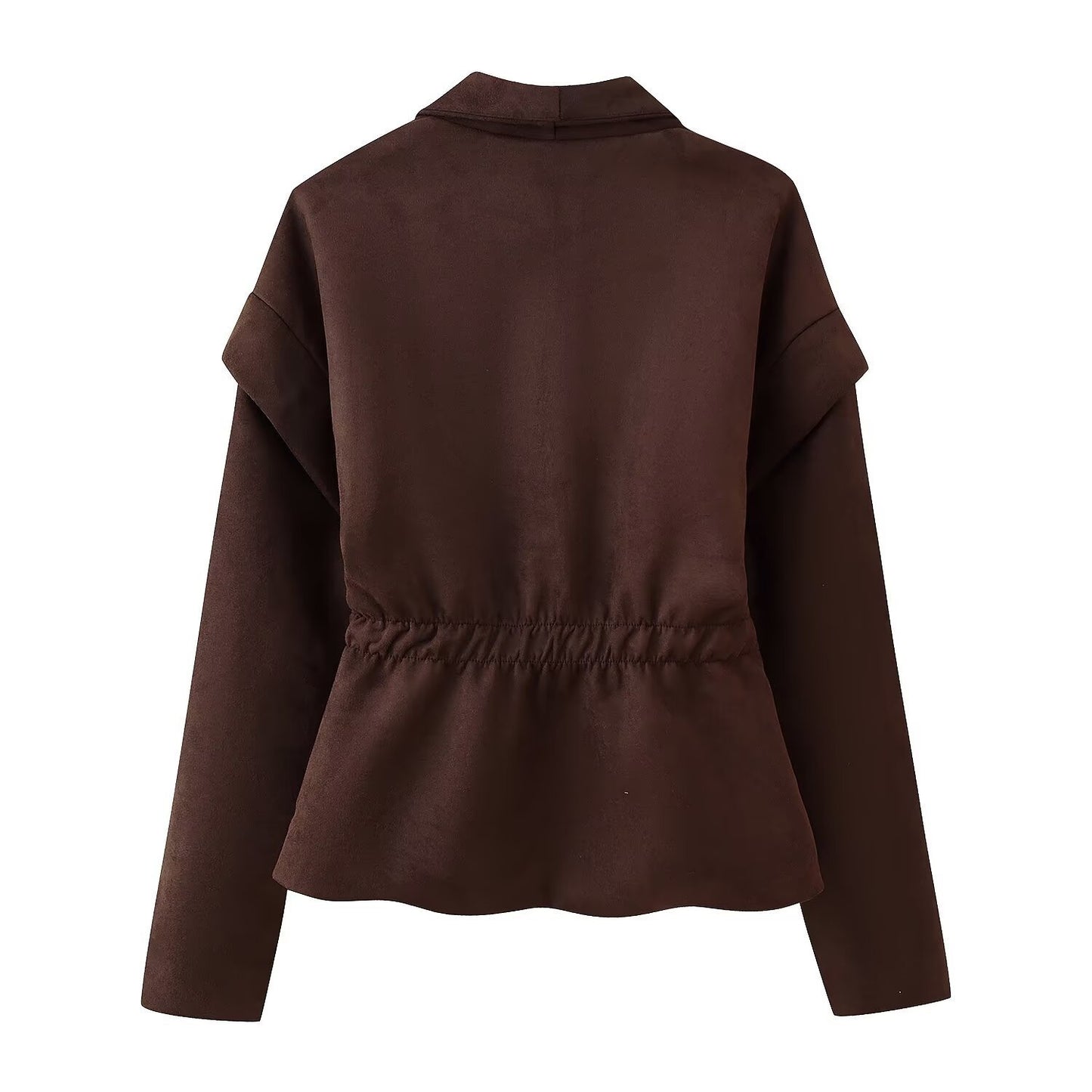 Suede Single Button Neckline Suit Jacket