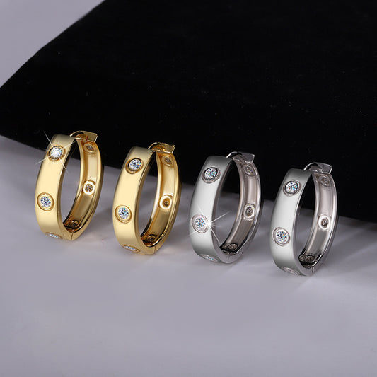 S925 Silver Moissanite Simple 6 Diamond Fashion Premium Female Earrings