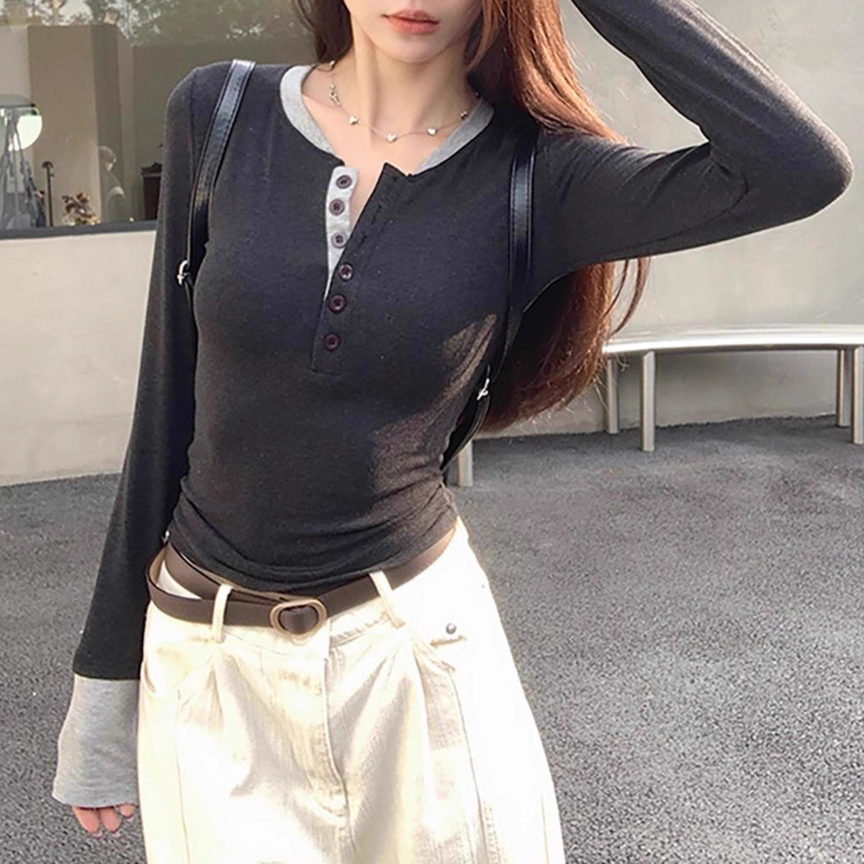 Color Contrast Patchwork T-shirt For Women