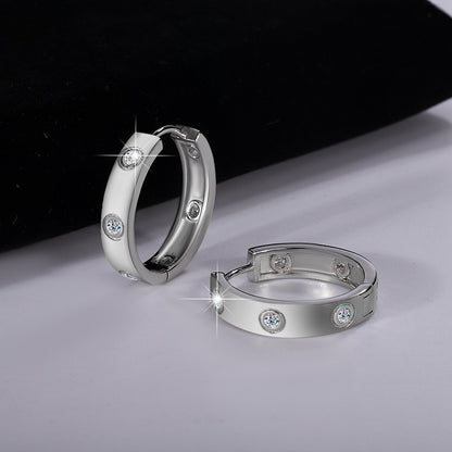 S925 Silver Moissanite Simple 6 Diamond Fashion Premium Female Earrings
