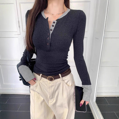 Color Contrast Patchwork T-shirt For Women