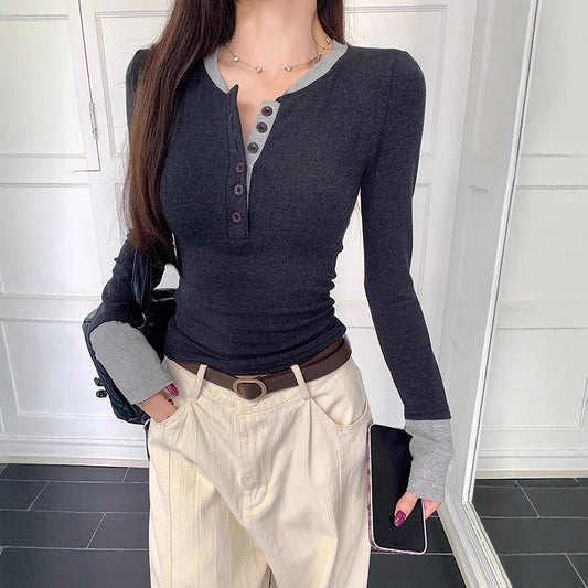 Color Contrast Patchwork T-shirt For Women