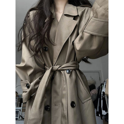 Temperament Wild Khaki Casual Fashion Trench Coat