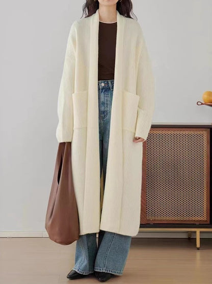 Women's Elegant Long Below The Knee Sweater Cardigan