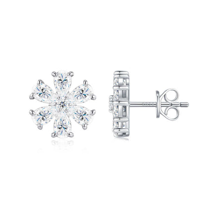 Niche Design Sterling Silver Light Luxury Moissanite Hw Same Snowflake Earrings