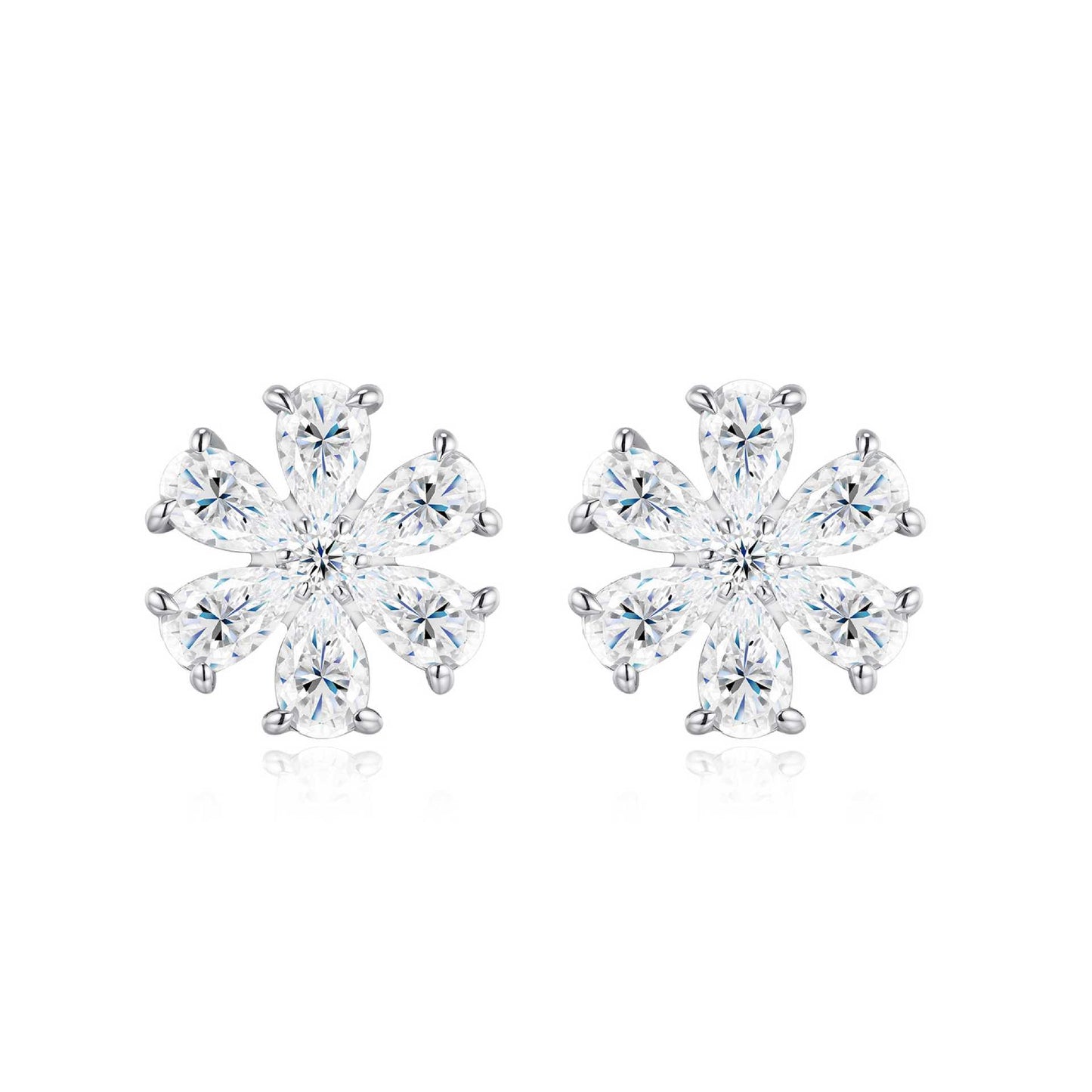 Niche Design Sterling Silver Light Luxury Moissanite Hw Same Snowflake Earrings