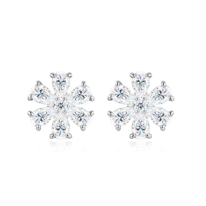 Niche Design Sterling Silver Light Luxury Moissanite Hw Same Snowflake Earrings