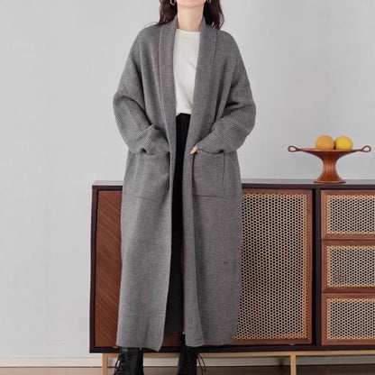Women's Elegant Long Below The Knee Sweater Cardigan