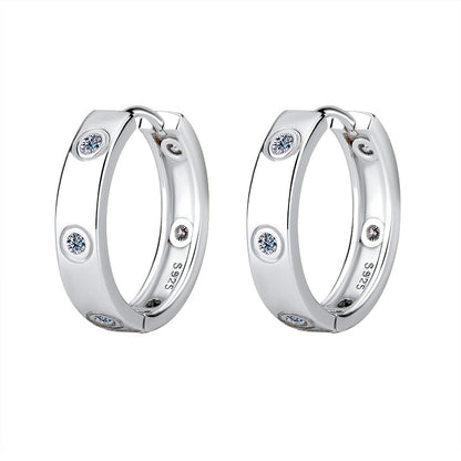 S925 Silver Moissanite Simple 6 Diamond Fashion Premium Female Earrings