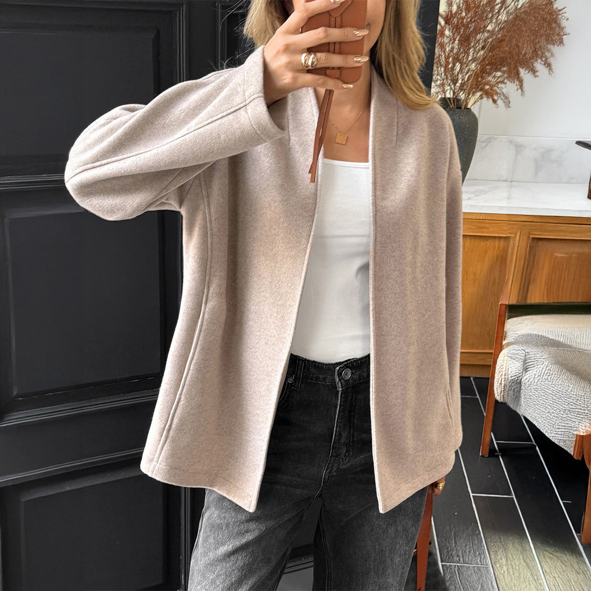 New Solid Color Long Sleeve Coat For Women