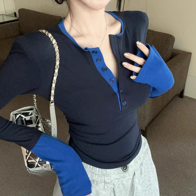 Color Contrast Patchwork T-shirt For Women