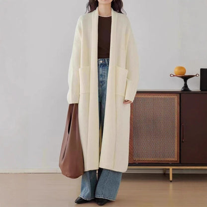 Women's Elegant Long Below The Knee Sweater Cardigan