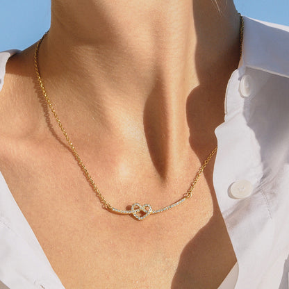 Women's Titanium Steel Rhinestone Heart Necklace Pendant