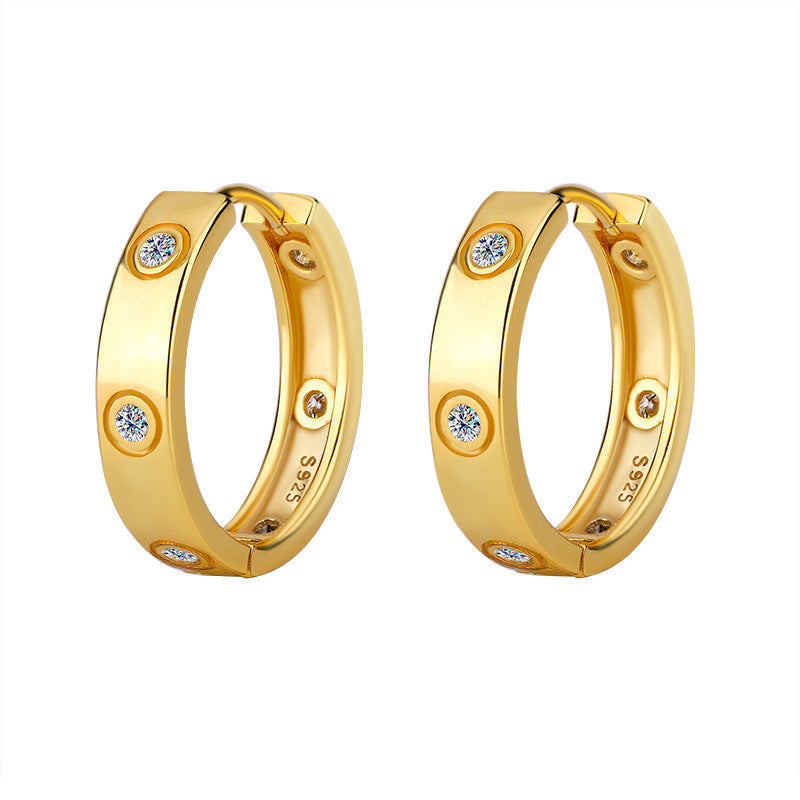 S925 Silver Moissanite Simple 6 Diamond Fashion Premium Female Earrings