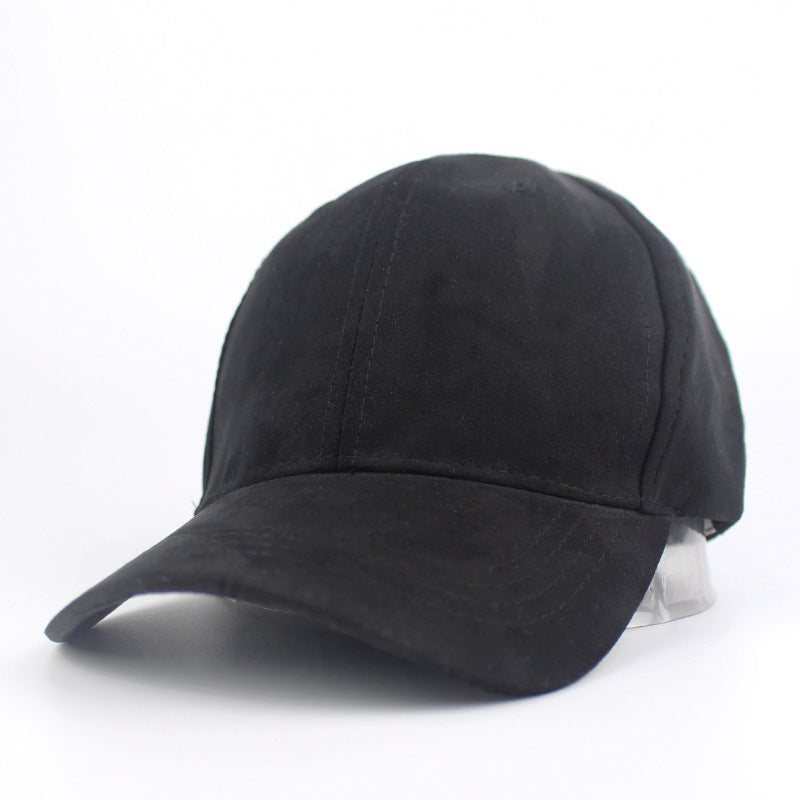 Suede Baseball Hat Solid Color Peaked Hat Black Brown Summer Sun Hat
